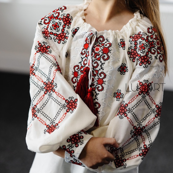 Embroidered Vyshyvanka Blouse for Girls | Ukrainian Embroidery Shirt | Traditional Ukrainian Style in Stock in USA | Вишиванка у США (9)