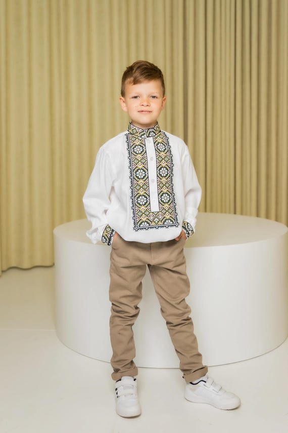 Embroidered Vyshyvanka Shirt for Boys | Ukrainian Embroidery Shirt | Traditional Ukrainian Style Gift in Stock in USA | Вишиванка у США (11)
