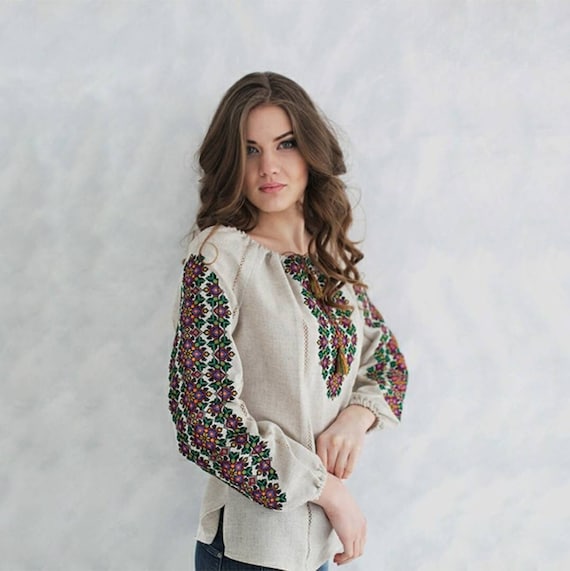 In Chicago Vyshyvanka Ukraine Blouse Ukrainian Vyshyvanka Embrodered Shirt Ethno Vintage Blouse for Women Sorochka Vyshyta Vyshyvanka