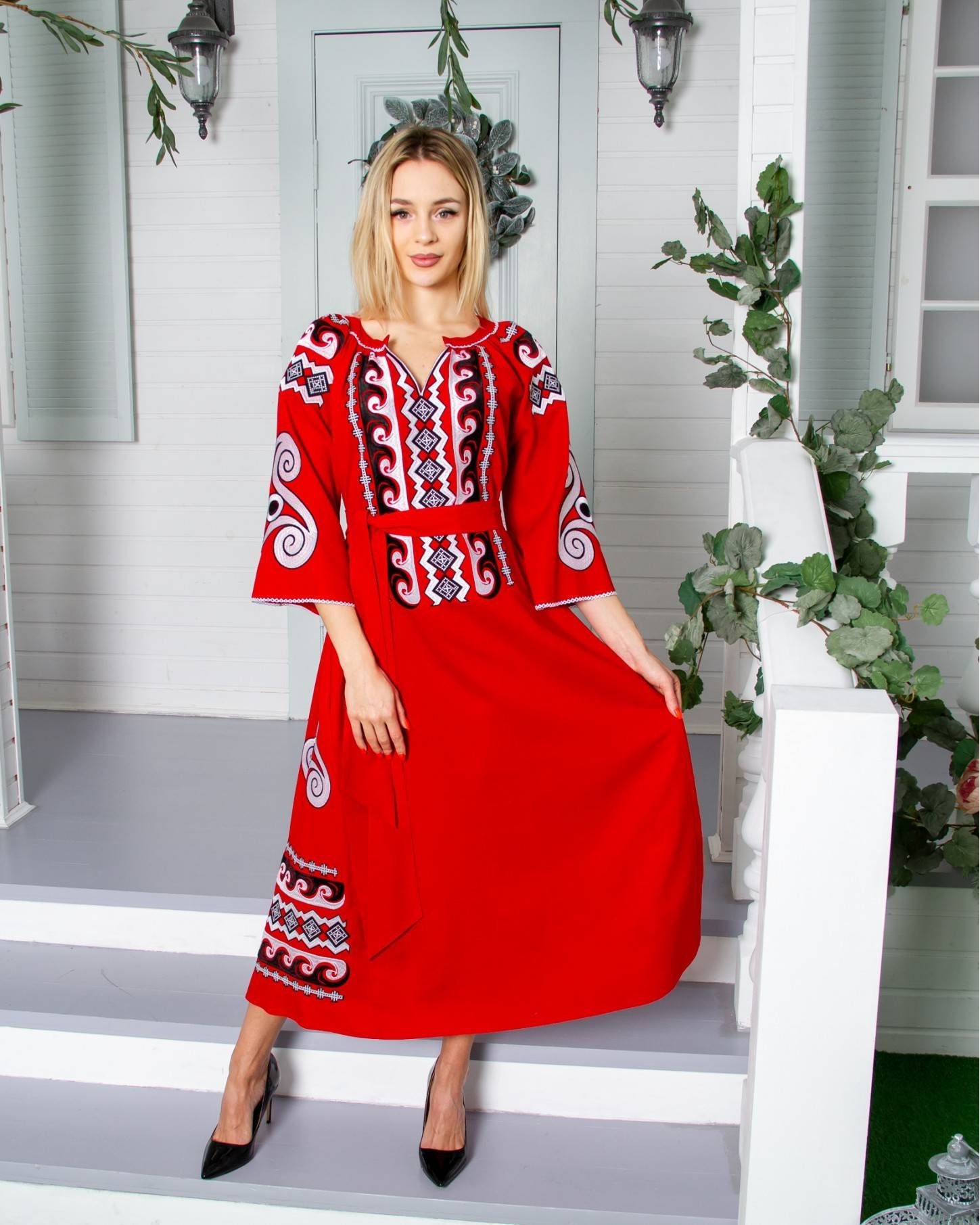 NEW! Linen Vyshyvanka Dress With Embroidery Ukrainian Dress Vyshyta ...