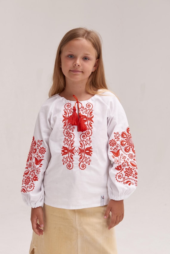 Embroidered Vyshyvanka Blouse for Girls | Ukrainian Embroidery Shirt | Traditional Ukrainian Style in Stock in USA | Вишиванка у США (9)