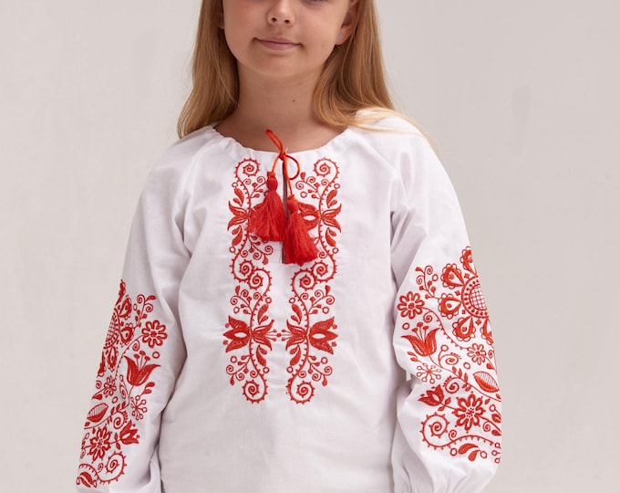 Embroidered Vyshyvanka Blouse for Girls | Ukrainian Embroidery Shirt | Traditional Ukrainian Style in Stock in USA | Вишиванка у США (9)