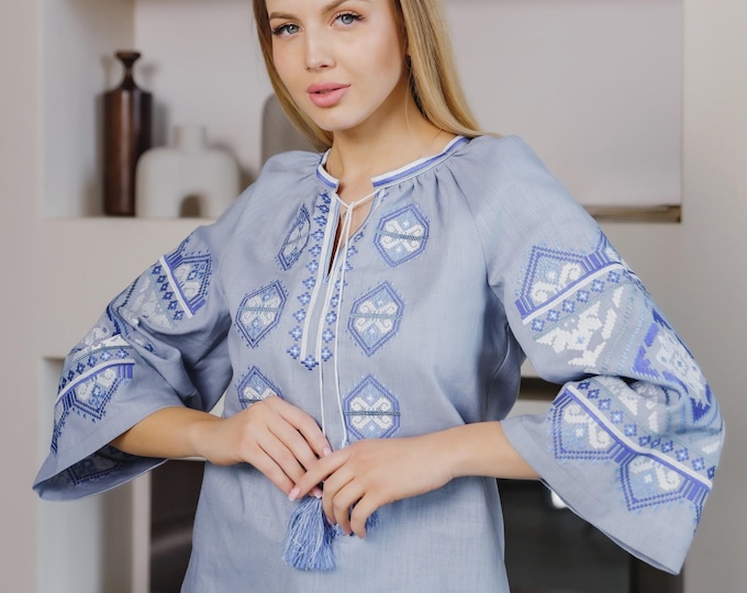 Ukrainian Embroidered Blouse for Women | Ethno Vintage Women's Vyshyvanka Shirt | Sorochka Vyshyta | Vyshyvanka Gift USA | Вишиванка (107)