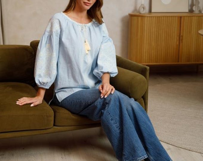 Embroidered Ukrainian Blouse | Ethno Vyshyvanka Shirt, Gift USA in USA