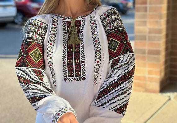 Ukrainian Embroidered Blouse for Women | Ethno Vintage Women's Vyshyvanka Shirt | Sorochka Vyshyta | Vyshyvanka Gift USA | Вишиванка (24)