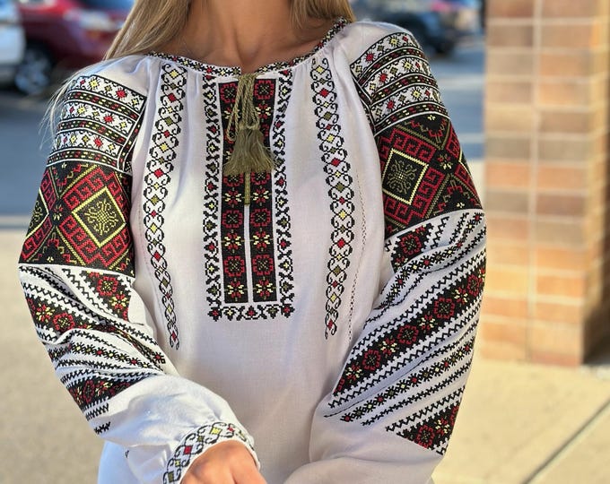 Ukrainian Embroidered Blouse for Women | Ethno Vintage Women's Vyshyvanka Shirt | Sorochka Vyshyta | Vyshyvanka Gift USA | Вишиванка (24)
