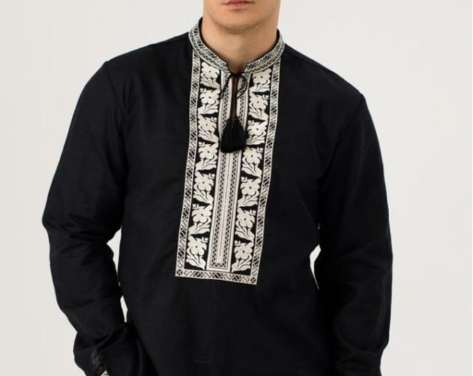 Embroidered Ukrainian Shirt Vyshyvanka, Linen Ethnic Blouse for Men