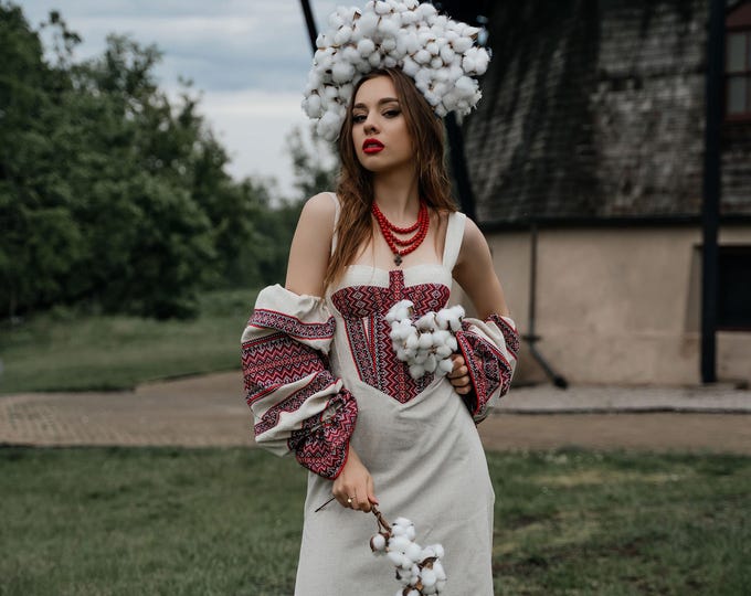 Ukrainian Vyshyvanka Dress | Ukraine Embroidered Dress in USA | Handmade Traditional Ukraine-Style Boho Embroidery Gift | Вишиванка (133)