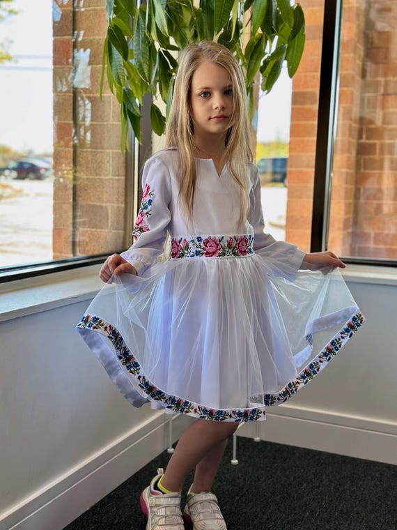 Embroidered Vyshyvanka Dress for Girls | Ukrainian Embroidery Dress | Traditional Ukrainian Style in Stock in USA | Вишиванка у США