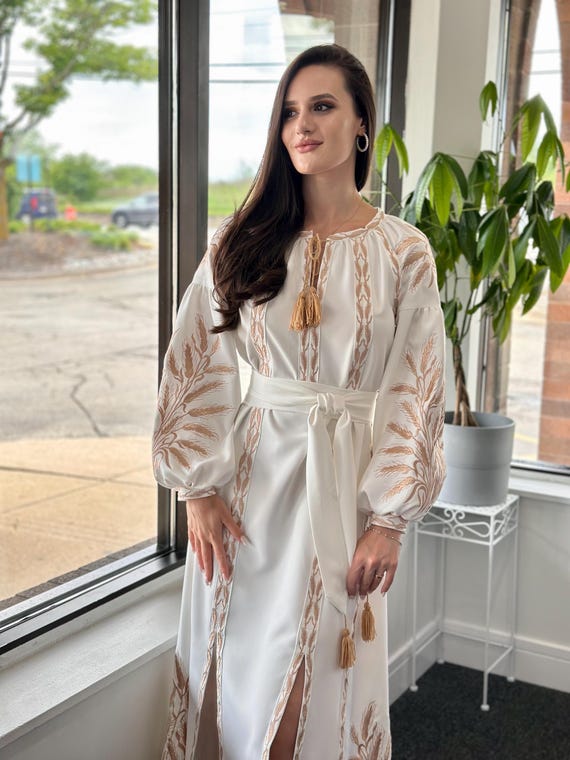 Ukrainian Vyshyvanka Dress | Ukraine Embroidered Dress in USA | Handmade Traditional Ukraine-Style Boho Embroidery Gift | Вишиванка (69)