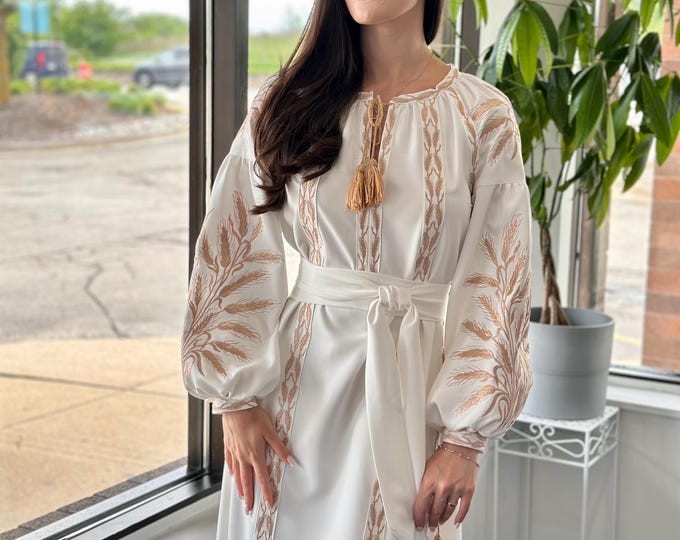 Ukrainian Vyshyvanka Dress | Ukraine Embroidered Dress in USA | Handmade Traditional Ukraine-Style Boho Embroidery Gift | Вишиванка (69)