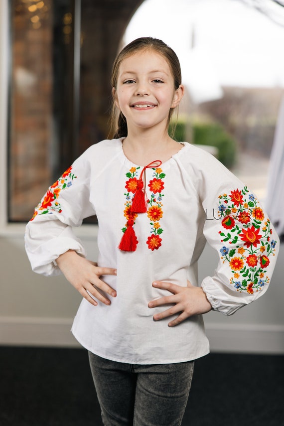 Embroidered blouse for girl Vyshyvanka shirt Ukrainian embroidery Ukrainian style vyshyvanka for girls Vyshyvanka in USA