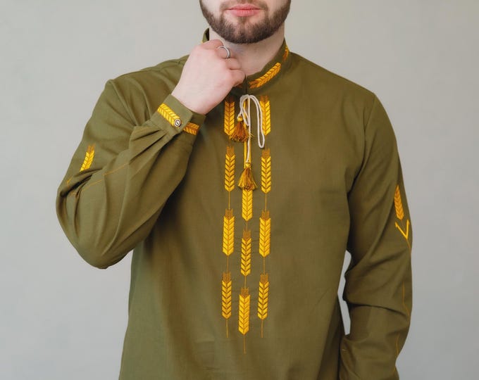 Ukrainian Vyshyvanka | Men's Embroidered Shirt | Вишиванка | Ukraine Vintage Sorochka Gift for Him | Handmade Ukrainian Clothing