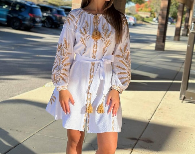 Ukrainian Vyshyvanka Dress | Ukraine Embroidered Dress in USA | Handmade Traditional Ukraine-Style Boho Embroidery Gift | Вишиванка (36)