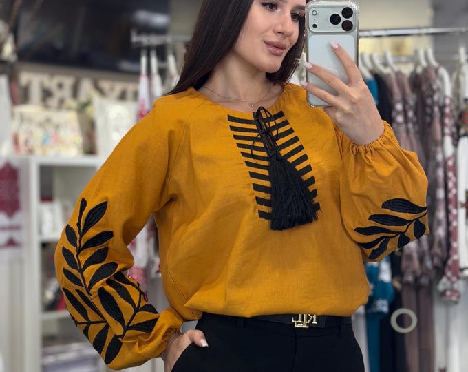 Embroidered Ukrainian Vyshyvanka Blouse | Boho Ethnic Shirt