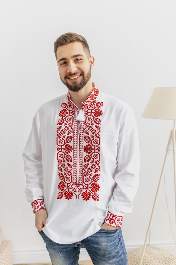 Ukrainian Vyshyvanka | Men's Embroidered Shirt | Вишиванка | Ukraine Vintage Sorochka Gift for Him | Handmade Ukrainian Clothing (55)