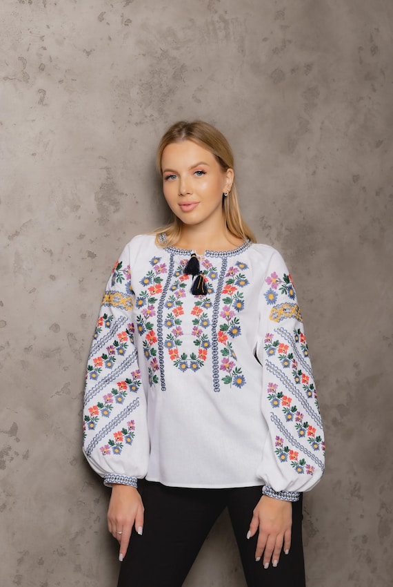Ukrainian Embroidered Blouse for Women | Ethno Vintage Women's Vyshyvanka Shirt | Sorochka Vyshyta | Vyshyvanka Gift USA | Вишиванка (108)