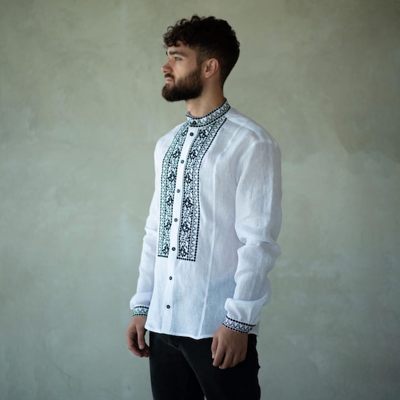Ukrainian Vyshyvanka | Men's Embroidered Shirt | Вишиванка | Ukraine Vintage Sorochka Gift for Him | Handmade Ukrainian Clothing