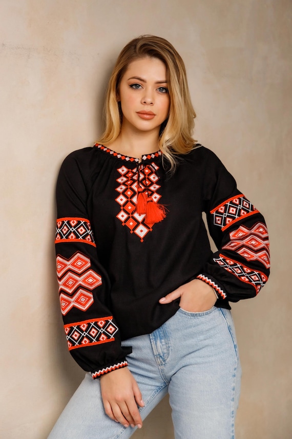 Embroidered Vyshyvanka Blouse | Ukrainian Floral Shirt, Boho Folk Fashion in USA