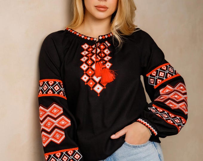 Embroidered Vyshyvanka Blouse | Ukrainian Floral Shirt, Boho Folk Fashion in USA