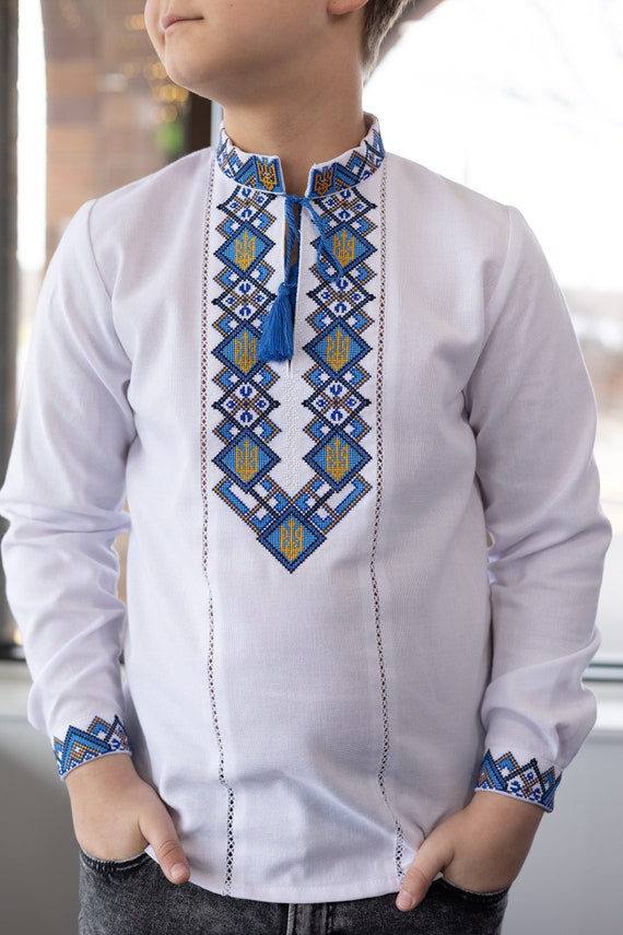 Embroidered Vyshyvanka Shirt for Boys | Ukrainian Embroidery Shirt | Traditional Ukrainian Style Gift in Stock in USA | Вишиванка у США (32)