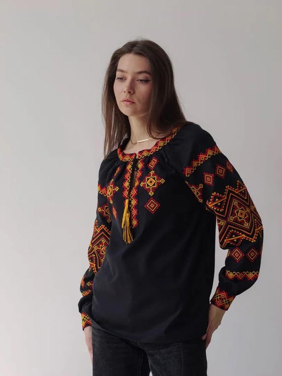 Ukrainian Embroidered Blouse for Women | Ethno Vintage Women's Vyshyvanka Shirt | Sorochka Vyshyta | Vyshyvanka Gift USA | Вишиванка