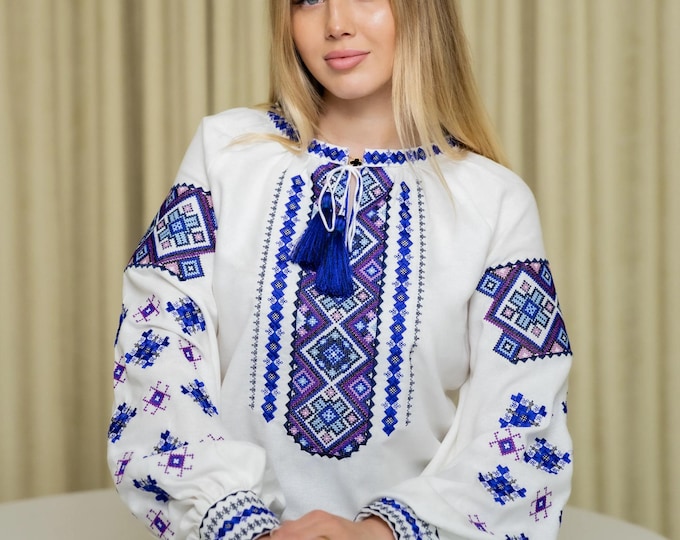 Embroidered Ukrainian Vyshyvanka Blouse | Boho Folk Shirt in USA