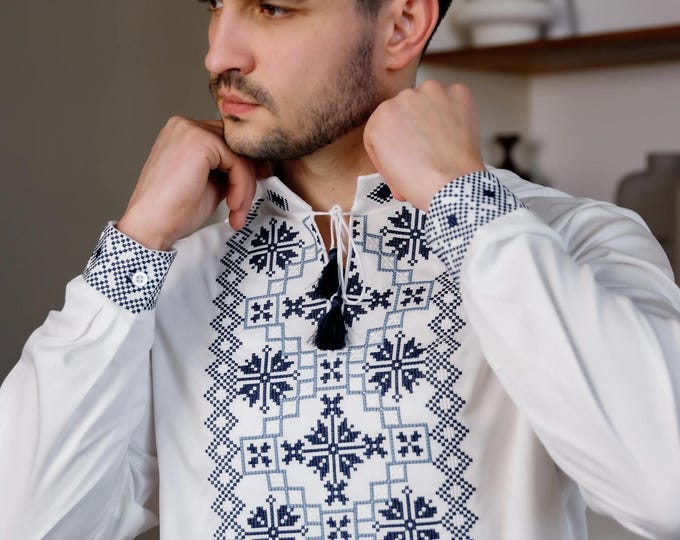 Ukrainian Vyshyvanka | Men's Embroidered Shirt | Вишиванка | Ukraine Vintage Sorochka Gift for Him | Handmade Ukrainian Clothing