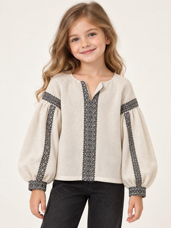 Embroidered Vyshyvanka Blouse for Girls | Ukrainian Embroidery Shirt | Traditional Ukrainian Style in Stock in USA | Вишиванка у США
