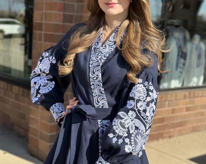 Embroidered Ukrainian Dress | Vyshyvanka Style Dress with Traditional Embroidery | Handmade Boho Chic Outfit