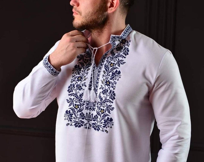 Ukrainian Vyshyvanka | Men's Embroidered Shirt | Вишиванка | Ukraine Vintage Sorochka Gift for Him | Handmade Ukrainian Clothing (65)