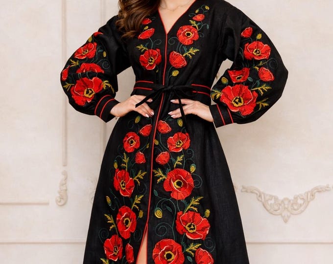 Ukrainian Vyshyvanka Dress | Ukraine Embroidered Dress in USA | Handmade Traditional Ukraine-Style Boho Embroidery Gift | Вишиванка