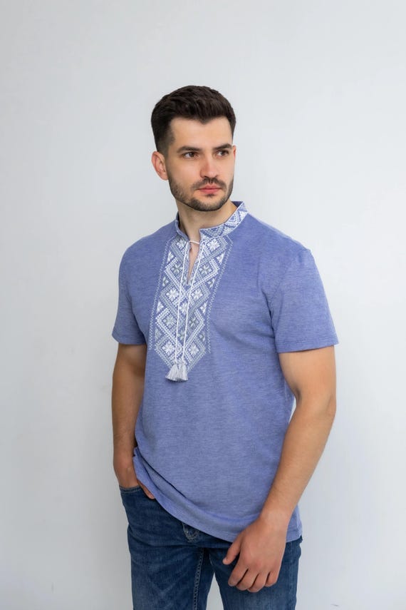 Men's Ukrainian Vyshyvanka T-Shirt | Embroidered Patriotic Gift