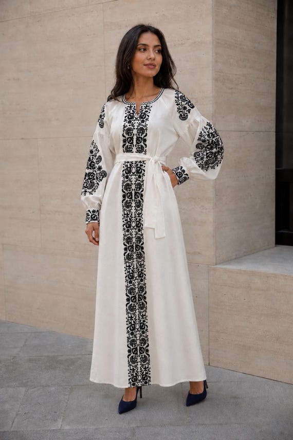 ukrainian embroidered dresses Traditional linen dress with snap buttons – VyshyvankaUA The belt in the tone of the main fabric will highlight the waist Vyshyvanka: Ukraine's national costume conquers