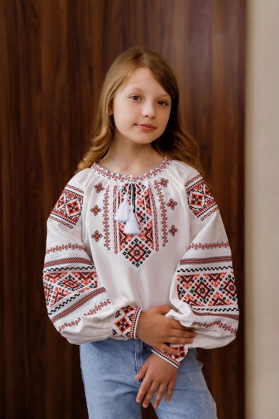 Embroidered Vyshyvanka Blouse for Girls | Ukrainian Embroidery Shirt | Traditional Ukrainian Style in Stock in USA | Вишиванка у США