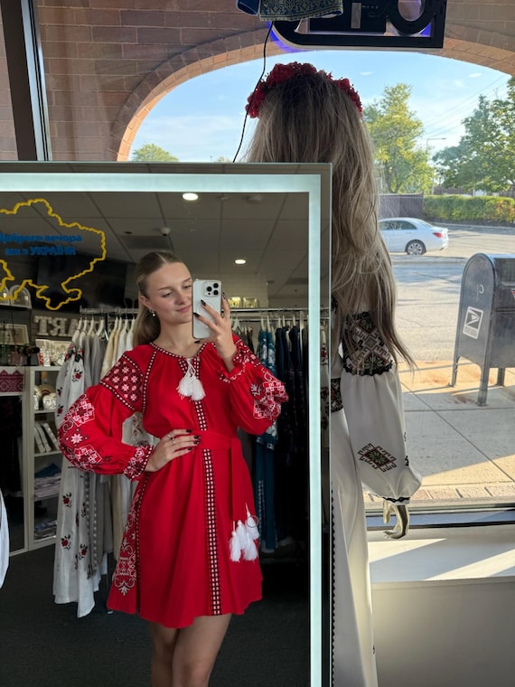 Embroidered Ukrainian Dress | Vyshyvanka Style Dress with Traditional Embroidery | Handmade Boho Chic Outfit