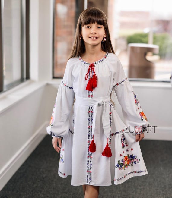 Embroidered Vyshyvanka Dress for Girls | Ukrainian Embroidery Dress | Traditional Ukrainian Style in Stock in USA | Вишиванка у США