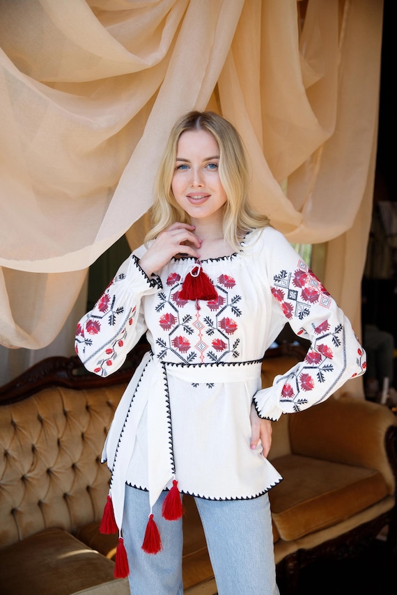Ukrainian Embroidered Blouse | Authentic Vyshyvanka Shirt, Boho Ethnic Style