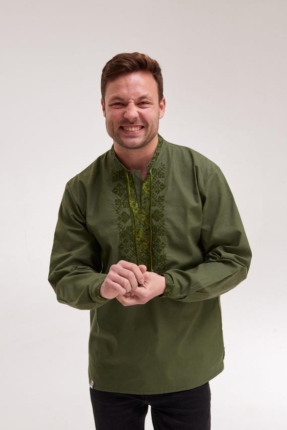 Ukrainian Vyshyvanka | Men's Embroidered Shirt | Вишиванка | Ukraine Vintage Sorochka Gift for Him | Handmade Ukrainian Clothing