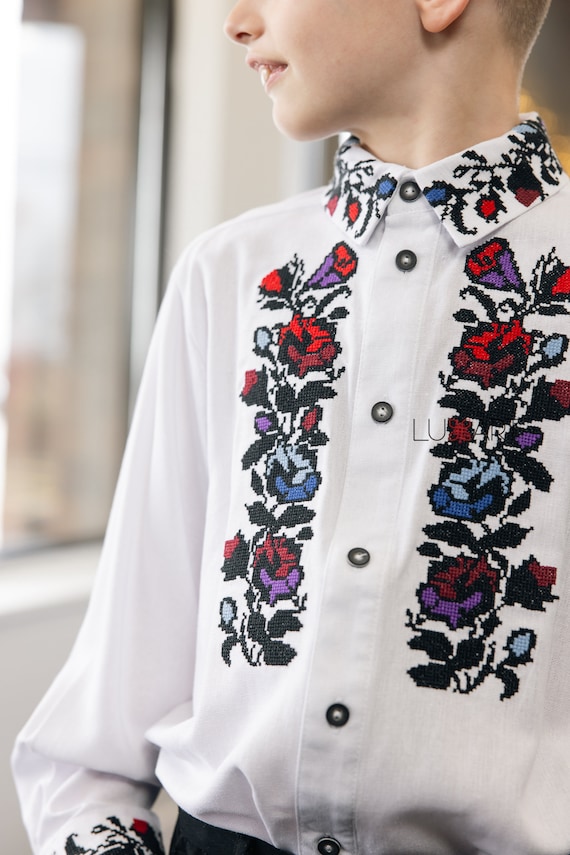 Embroidered Vyshyvanka Shirt for Boys | Ukrainian Embroidery Shirt | Traditional Ukrainian Style Gift in Stock in USA | Вишиванка у США (39)