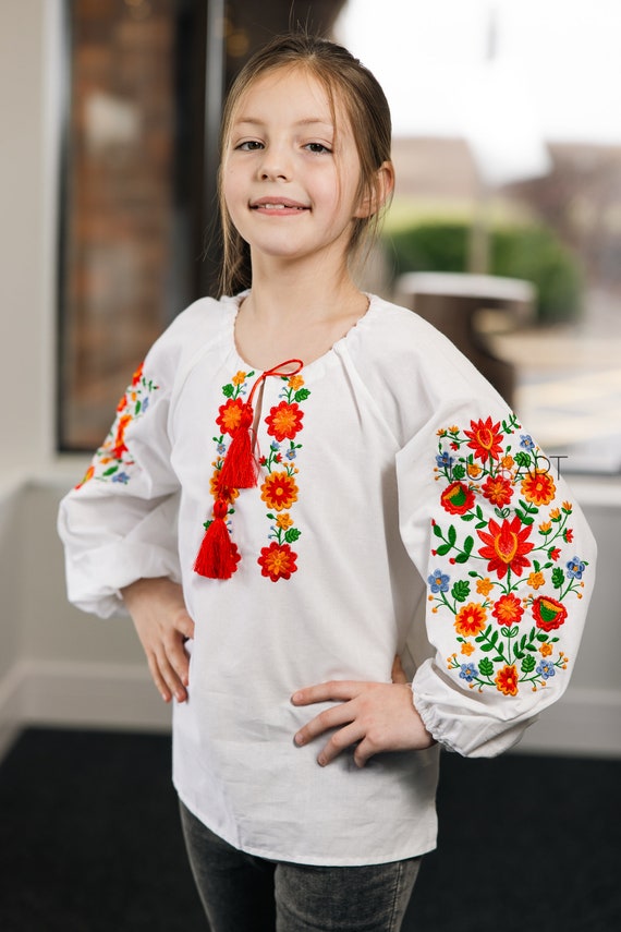 Embroidered Vyshyvanka Blouse for Girls | Ukrainian Embroidery Shirt | Traditional Ukrainian Style in Stock in USA | Вишиванка у США