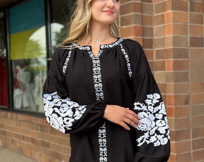 Ukrainian Embroidered Blouse for Women | Ethno Vintage Women's Vyshyvanka Shirt | Sorochka Vyshyta | Vyshyvanka Gift USA | Вишиванка (86)