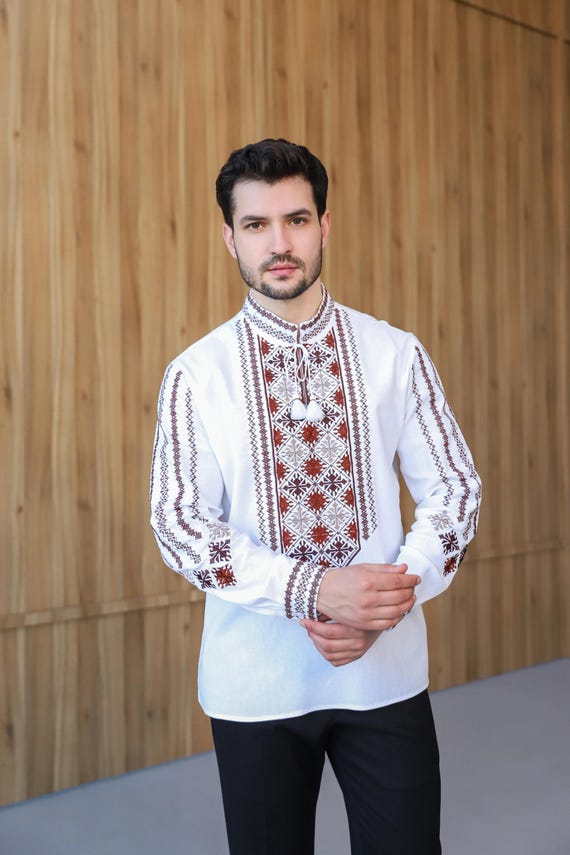 Embroidered Ukrainian Vyshyvanka Dress, Bohemian Ethnic Blouse, Long Sleeve Peasant Top