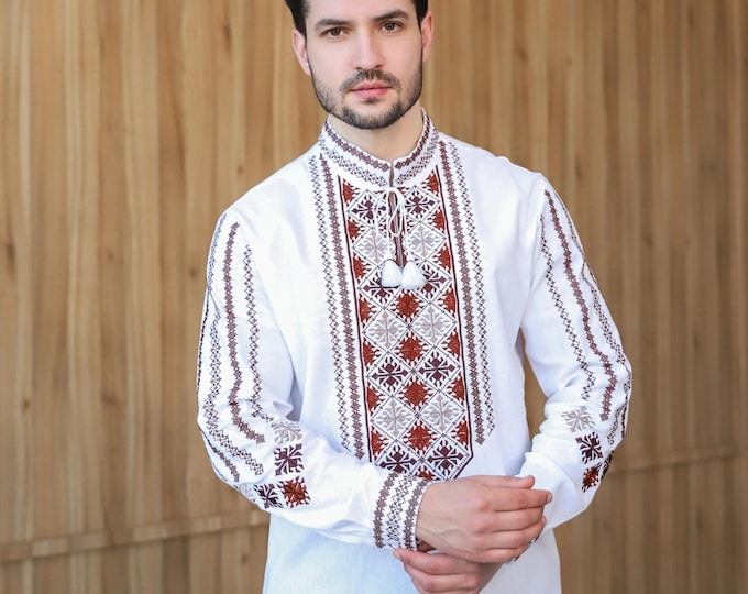 Embroidered Ukrainian Vyshyvanka Dress, Bohemian Ethnic Blouse, Long Sleeve Peasant Top