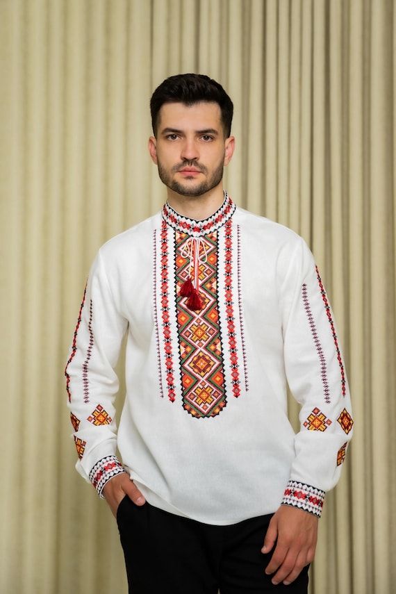 Ukrainian Vyshyvanka | Men's Embroidered Shirt | Вишиванка | Ukraine Vintage Sorochka Gift for Him | Handmade Ukrainian Clothing (20)