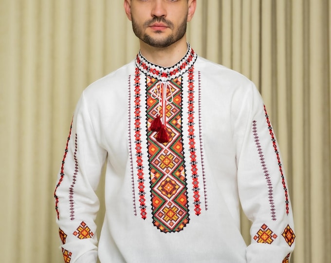 Ukrainian Vyshyvanka | Men's Embroidered Shirt | Вишиванка | Ukraine Vintage Sorochka Gift for Him | Handmade Ukrainian Clothing (20)