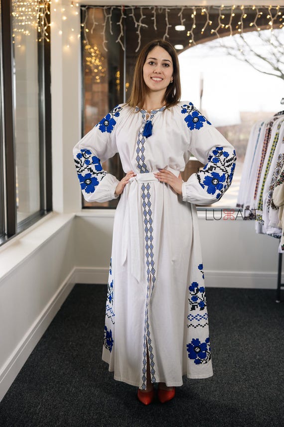 Ukrainian Vyshyvanka Dress | Ukraine Embroidered Dress in USA | Handmade Traditional Ukraine-Style Boho Embroidery Gift | Вишиванка