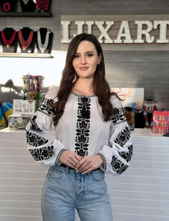 Ukrainian Embroidered Blouse for Women | Ethno Vintage Women's Vyshyvanka Shirt | Sorochka Vyshyta | Vyshyvanka Gift USA | Вишиванка (117)