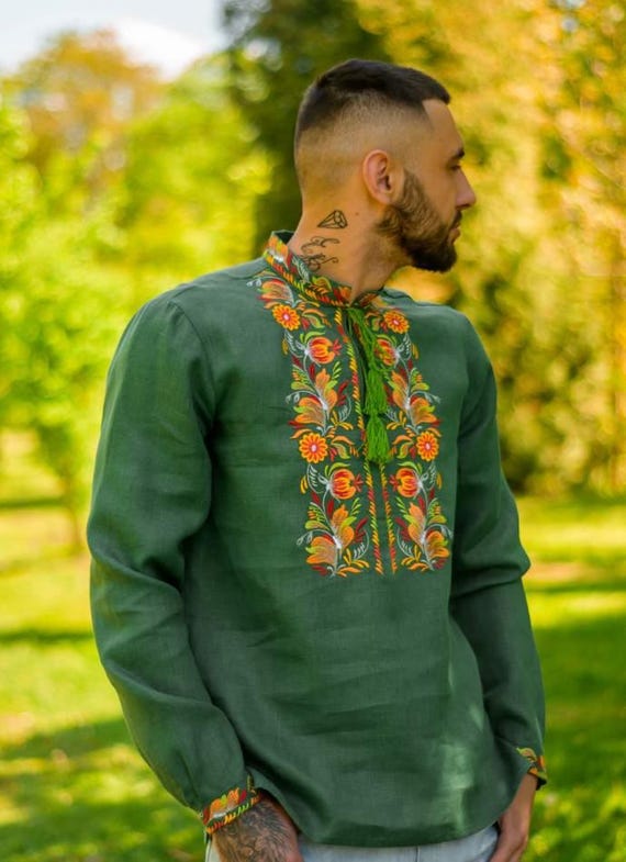Ukrainian Vyshyvanka | Men's Embroidered Shirt | Вишиванка | Ukraine Vintage Sorochka Gift for Him | Handmade Ukrainian Clothing