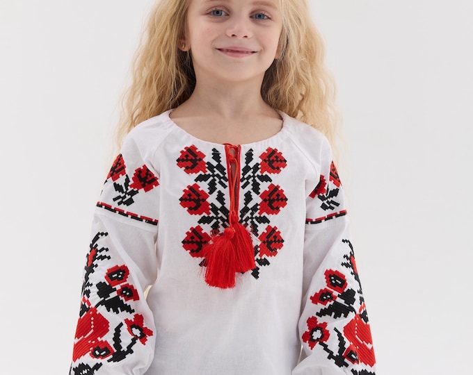 Embroidered Vyshyvanka Blouse for Girls | Ukrainian Embroidery Shirt | Traditional Ukrainian Style in Stock in USA | Вишиванка у США